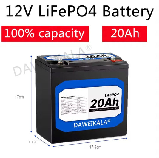 12V 20Ah LiFePO4 Akku 256Wh Leicht Stark Lange Lebensdauer