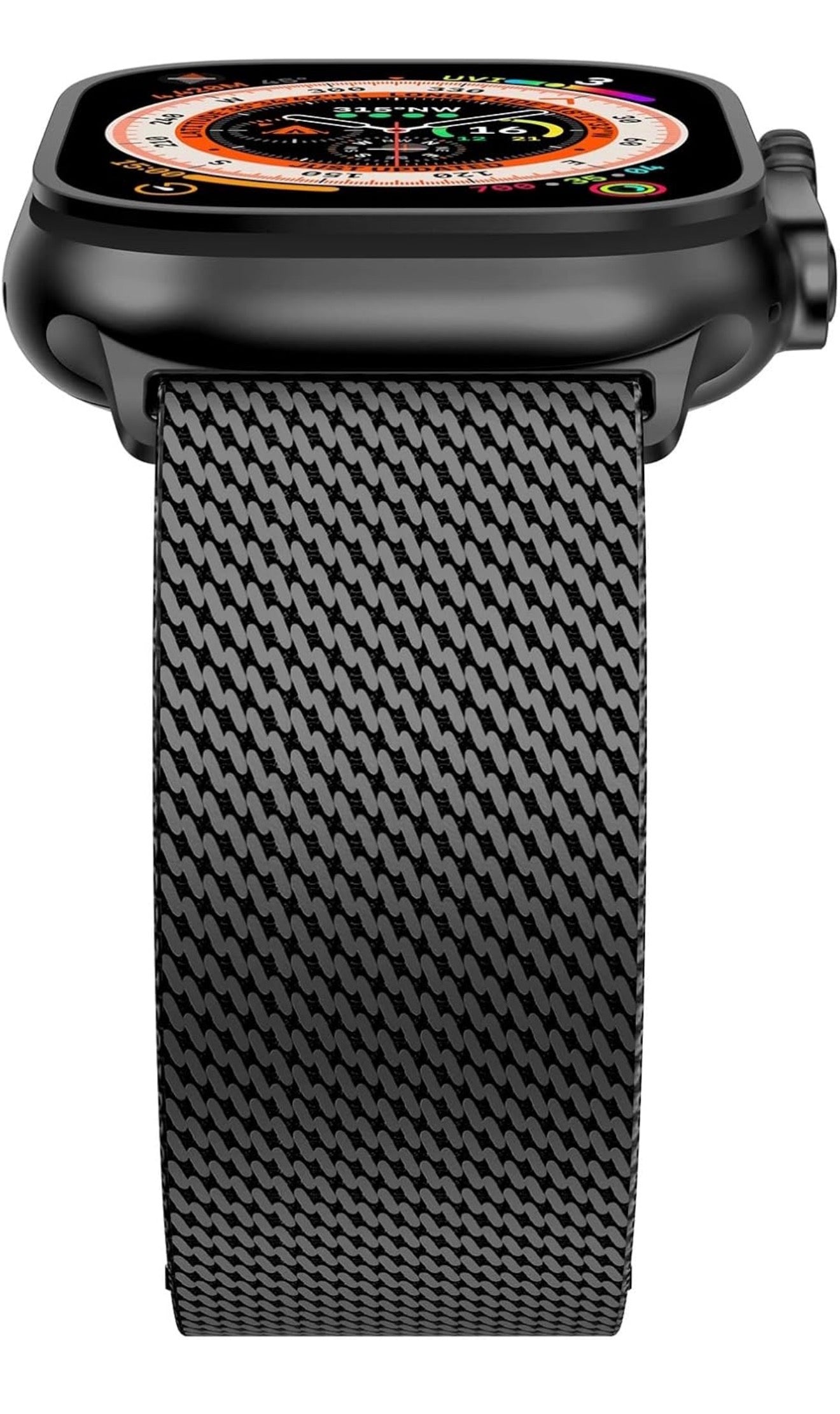 Apple Milanese Titan Milano Armband + Elastischer Titan Ring Unisex Set