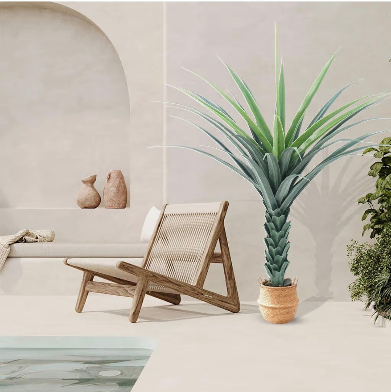Künstliche Agave Pflanze 120/150cm GOVIRAYE Tropen Deko Innen Außen Büro Balkon