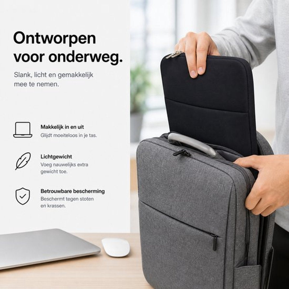 15,6 Zoll Laptop Tasche Notebook Hülle mit Zubehör Etui Wasserdicht Schwarz
