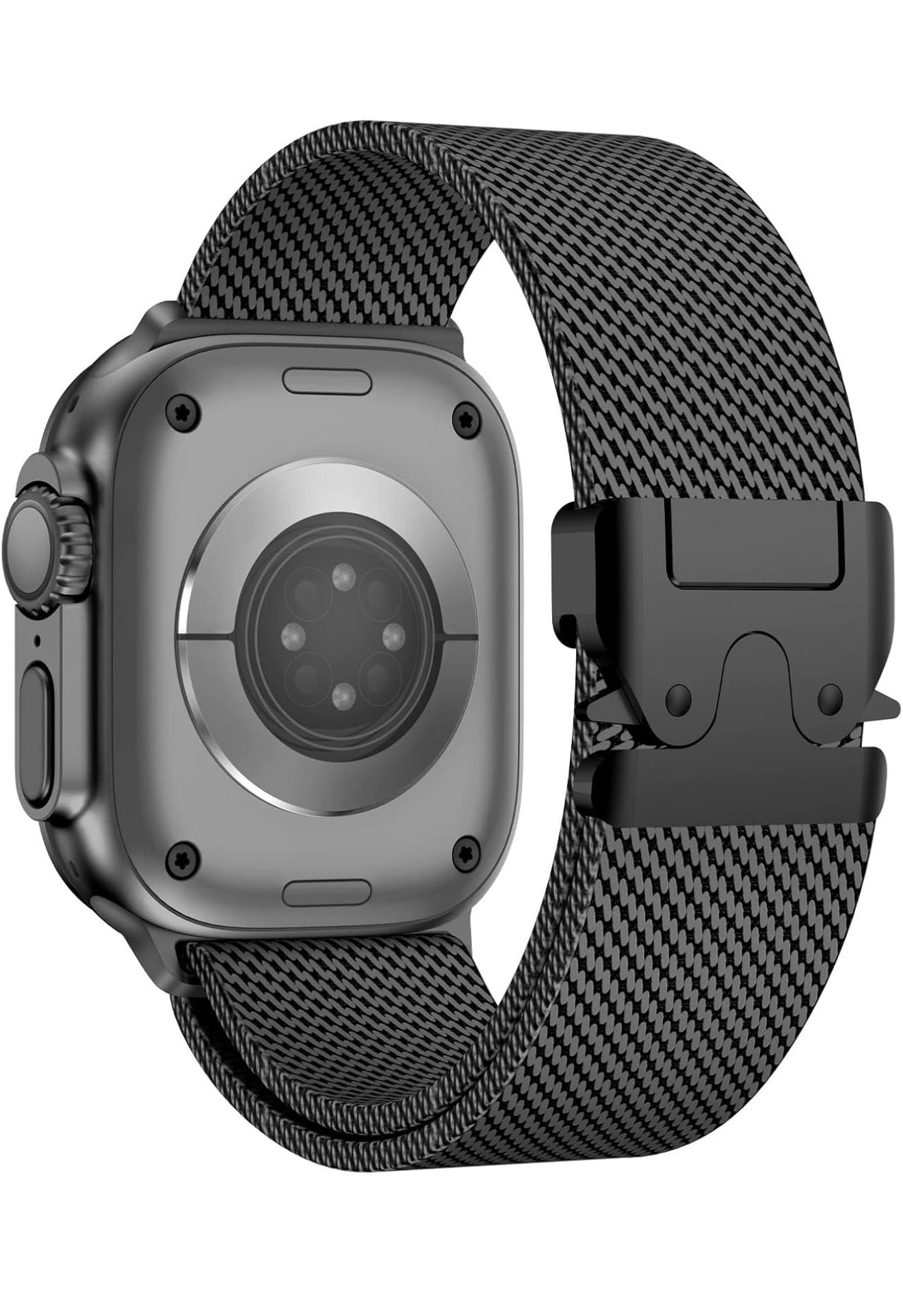 Apple Milanese Titan Milano Armband + Elastischer Titan Ring Unisex Set