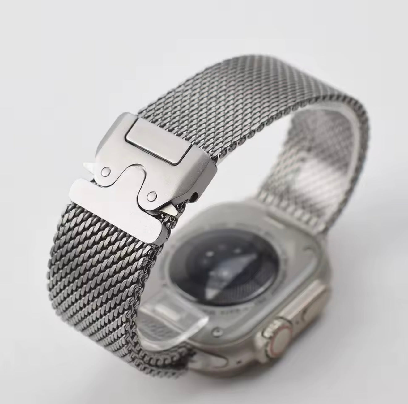 Apple Milanese Titan Milano Armband + Elastischer Titan Ring Unisex Set