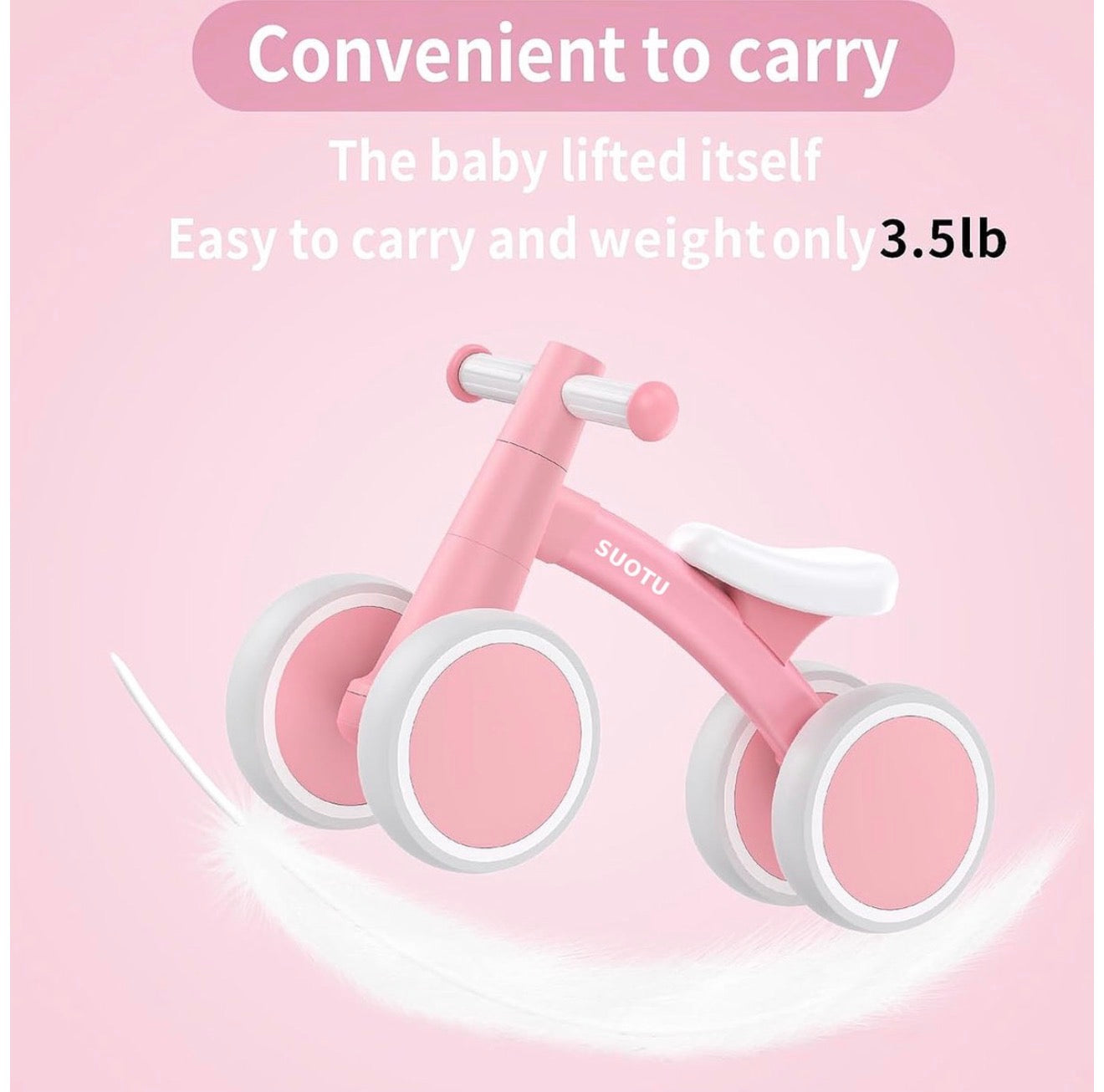 Baby Laufrad 4 Räder 1 Jahr Kinder Balance Bike Rosa Leicht
