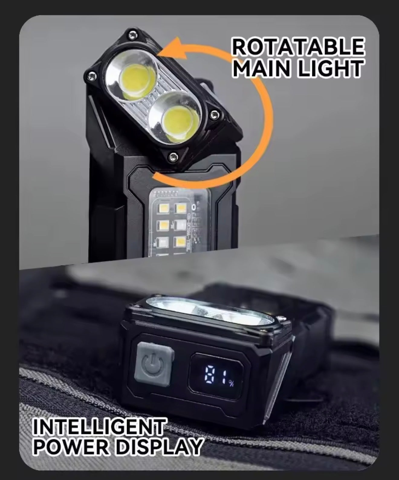 Multifunktionale taktische Arbeitslampe 7-in-1, 500 Lumen, Powerbank, IP45, Clip ✅