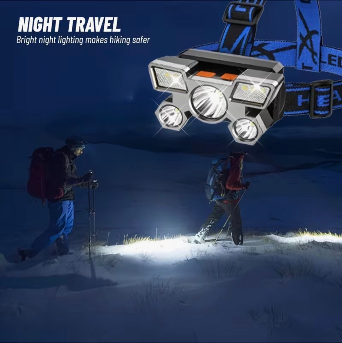 USB Wiederaufladbare LED Stirnlampe, 5LED & Sensor, Zoom, Camping, Angeln & Outd