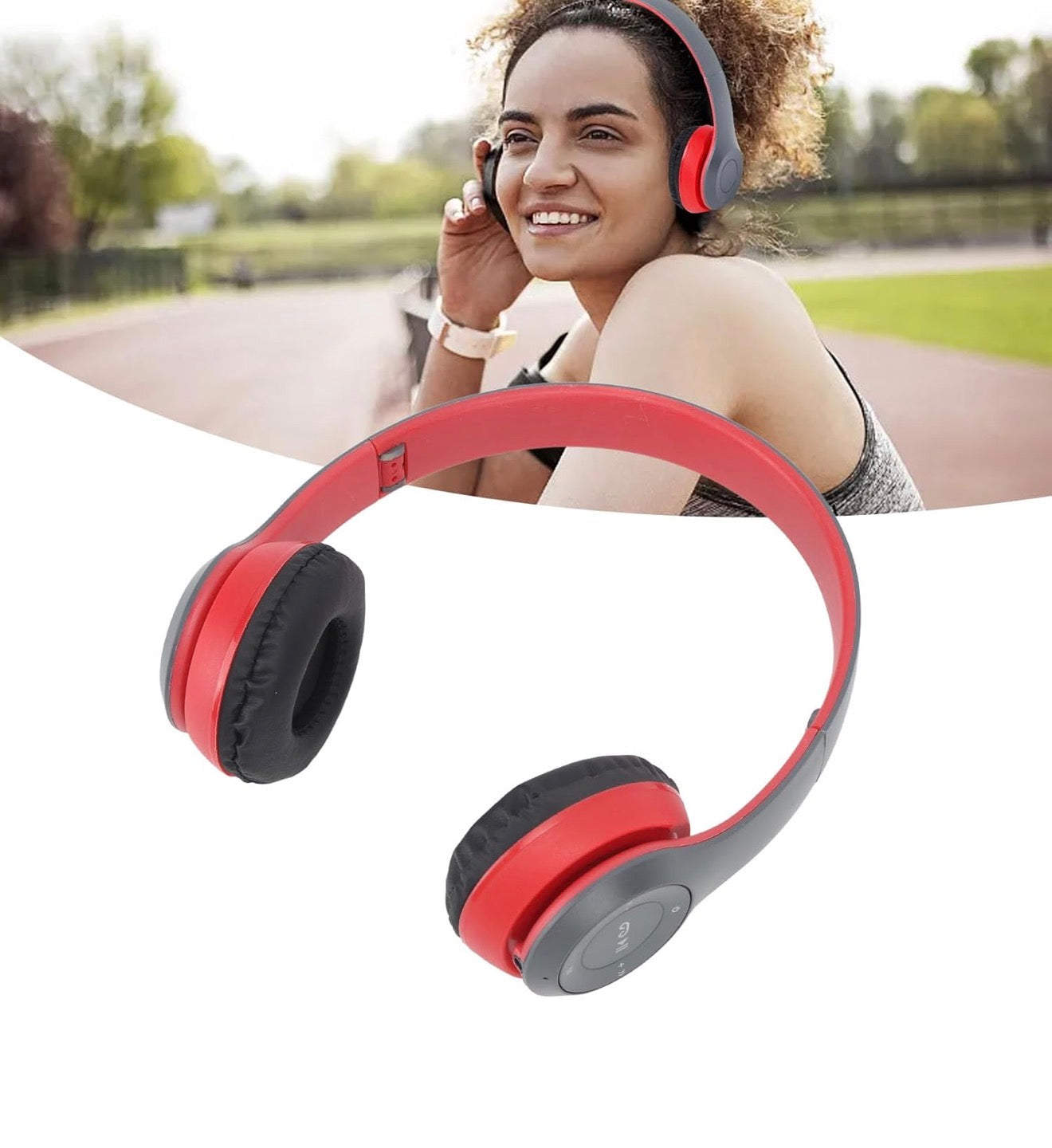 Kabelloser Bluetooth 5.0 P47 Kopfhörer Faltbar Stereo, FM, TF, Weiß/Rot/Schwarz