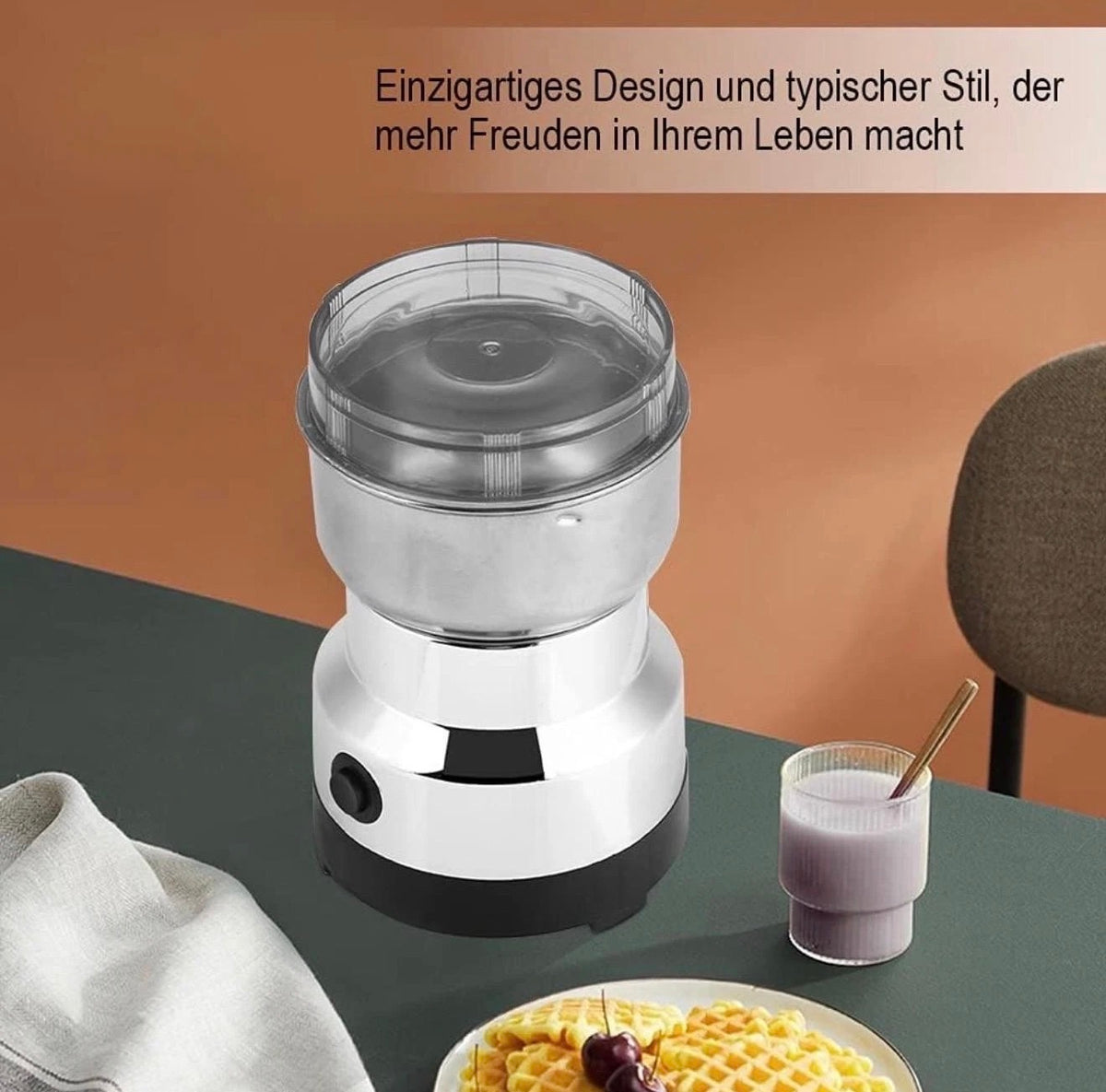 2X Elektrische Kaffee- & Gewürzmühle Edelstahl 200W Hochleistung
