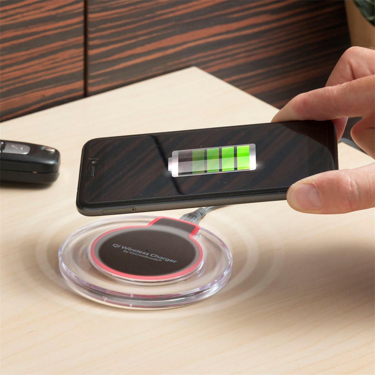 Wireless Qi Ladegerät LED Anzeige 10W Induktion iOS Android Schwarz