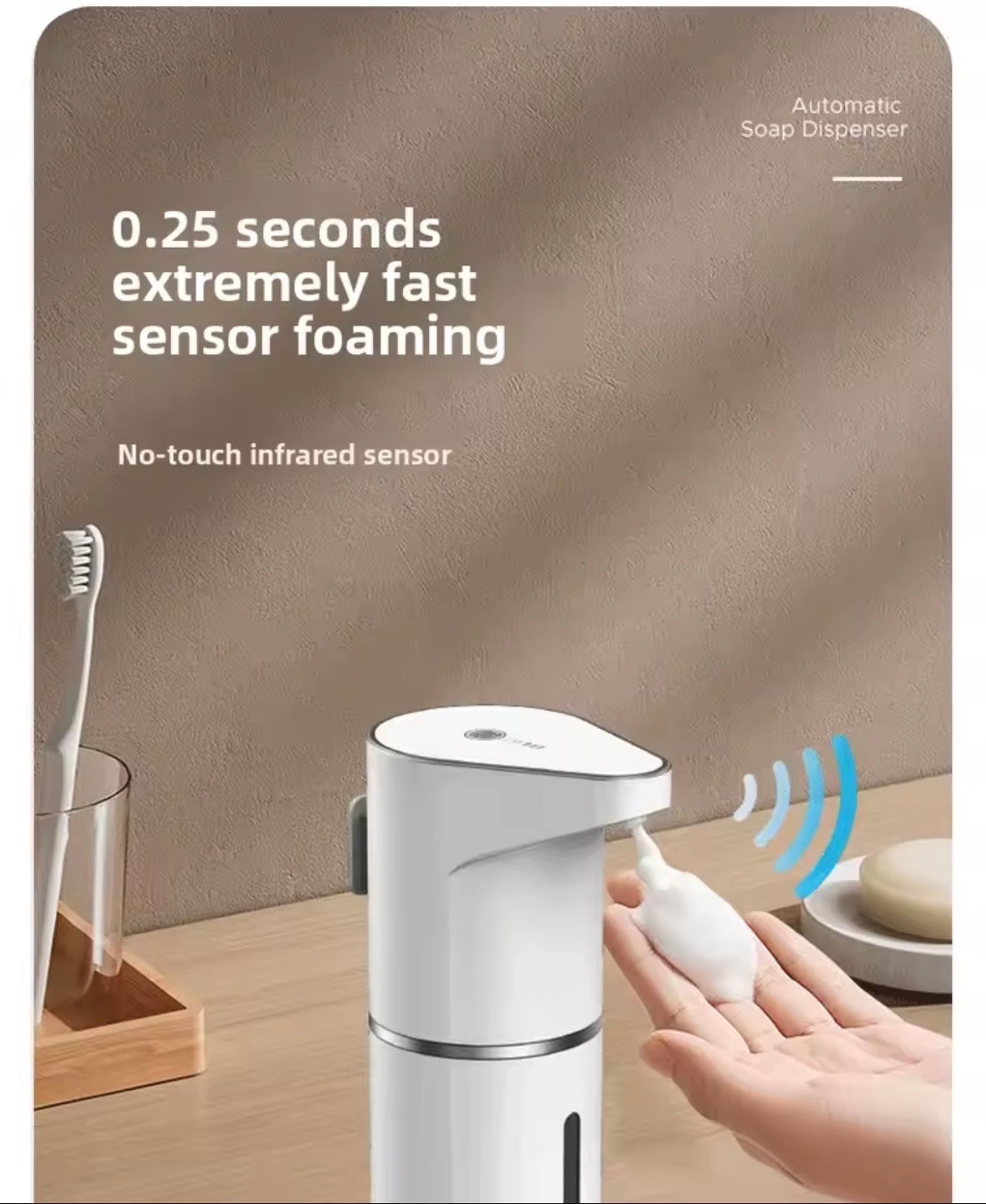 Automatischer Schaumspender 360 ml IPX5 Touch Sensor Seifenspender USB Type-C