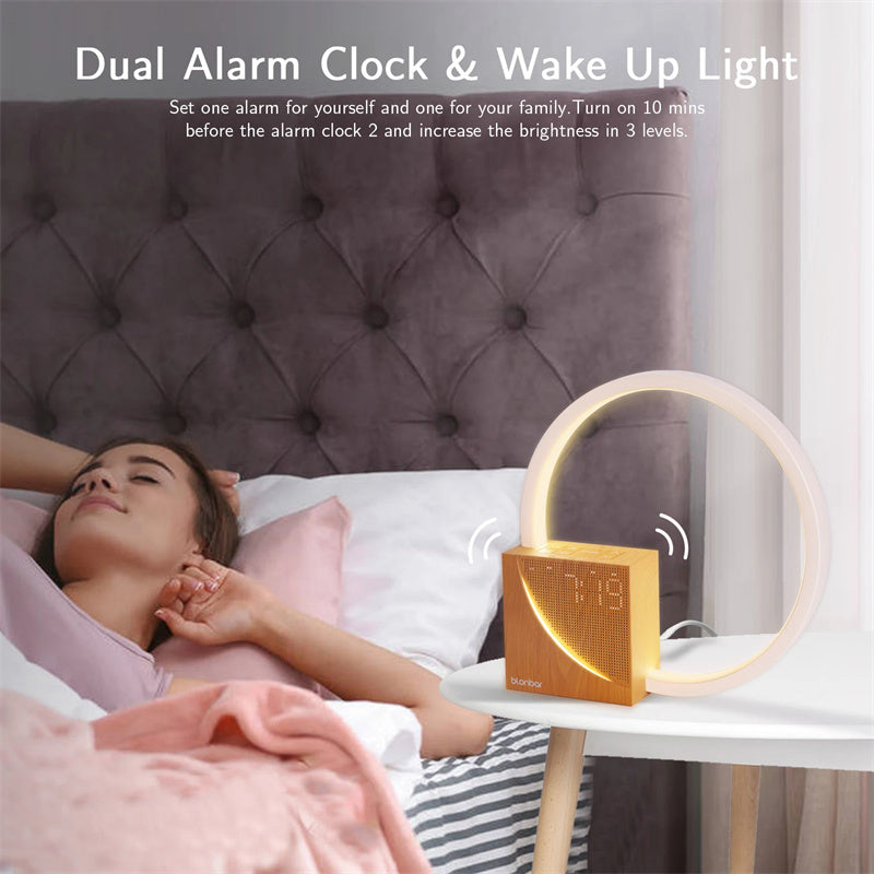 ALTIN™ Beruhigende Nachttischlampe mit Touch-Steuerung & Wecker – 10 Naturklänge, 3 Helligkeitsstufen, USB-Ladefunktion