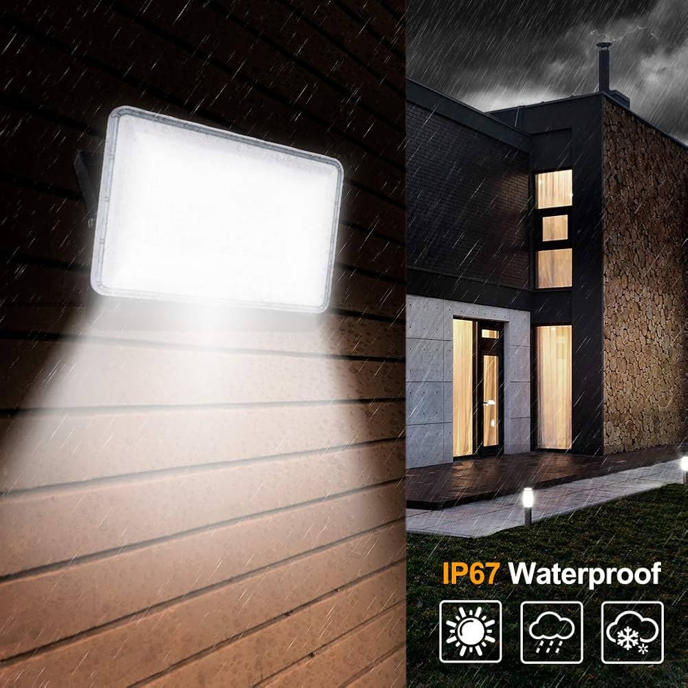 300W LED Flutlicht IP67 Außenstrahler 24000lm Kaltweiß Hof Garage Garten