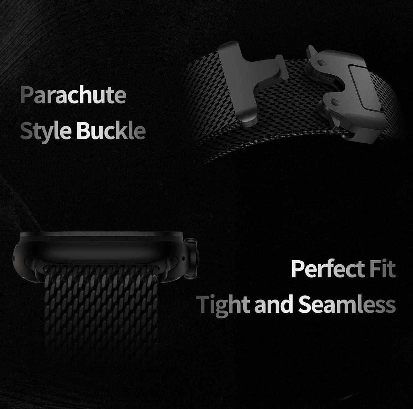 Apple Milanese Titan Milano Armband + Elastischer Titan Ring Unisex Set