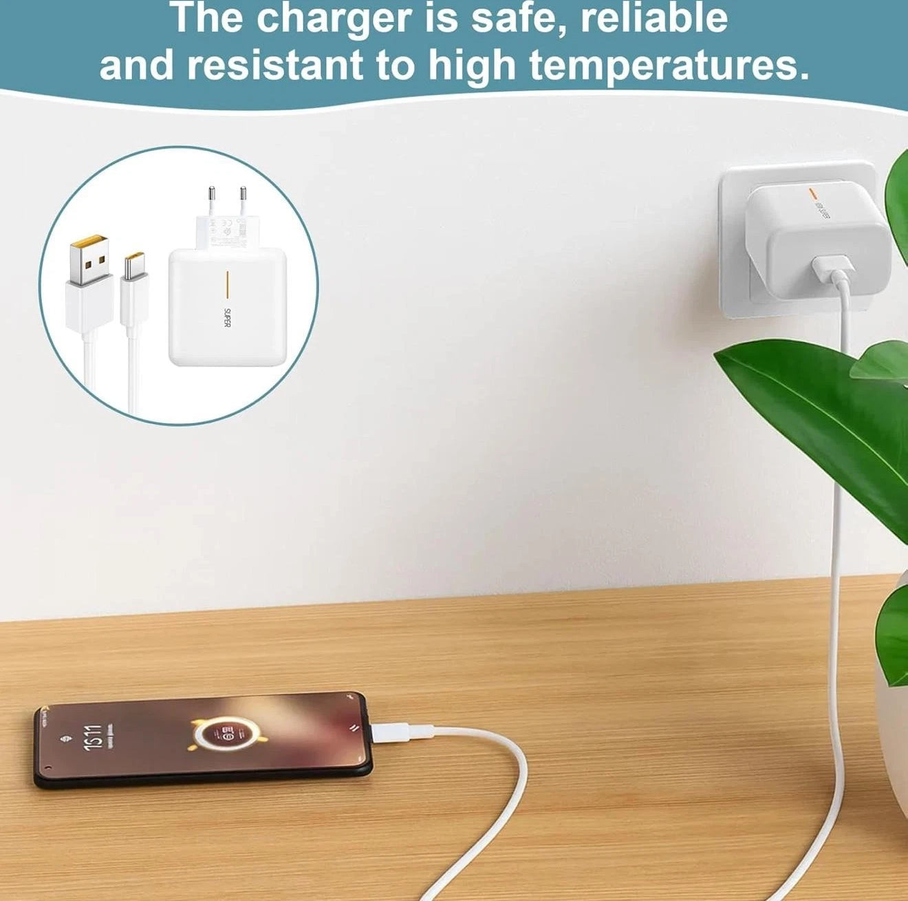 65 W USB-C Schnellladegerät + 2 m Kabel | Kompatibel mit Oppo / OnePlus / Realme