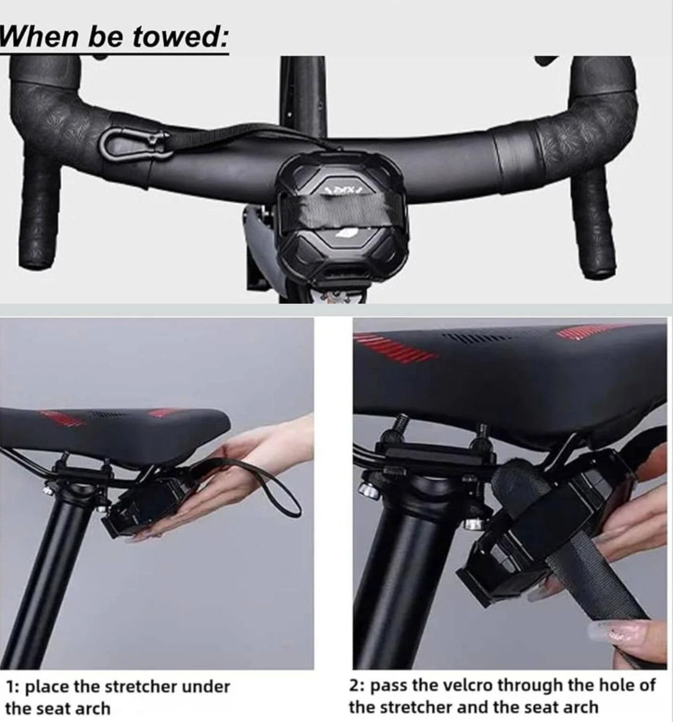 Kinder MTB Abschleppgurt 2,5m automatisch einziehbar – Schwarz 100kg