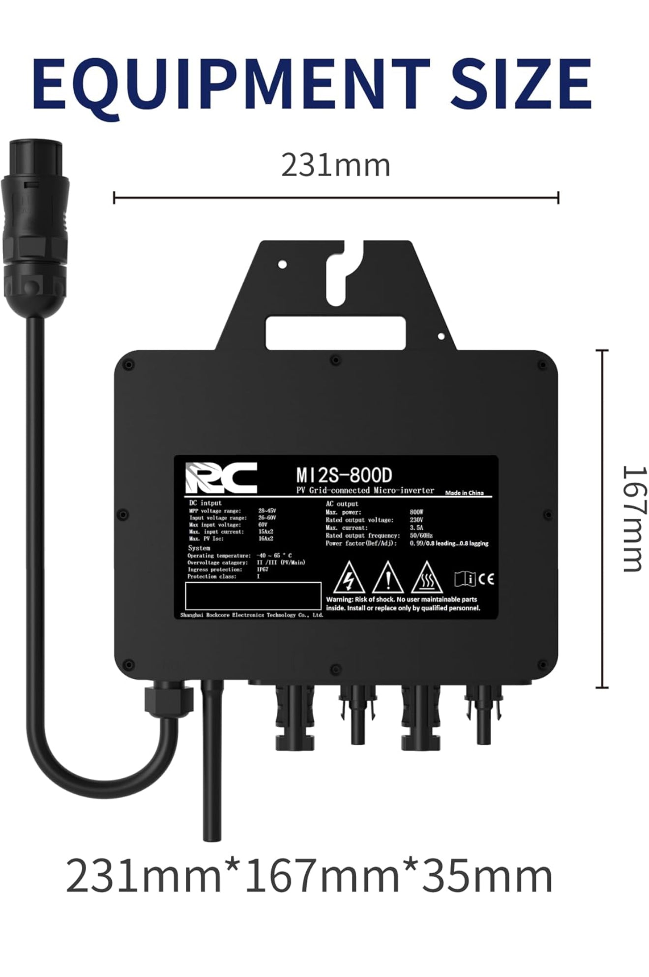 RC 800W Mikro-Wechselrichter MPPT 26–60V WiFi Balkon-PV Inverter IP67