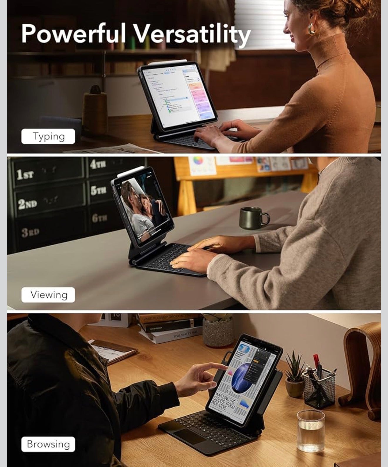 ESR iPad Air 11 / Pro 11 Tastatur Hülle Bluetooth Trackpad RGB Schwarz