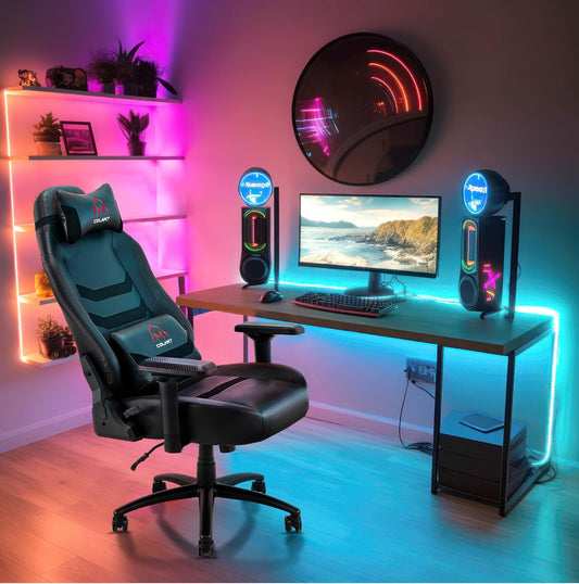 Ergonomischer Gaming- & Bürostuhl mit 4D-Armlehnen, 181 kg Belastbarkeit, verstellbarer Rückenlehne, Kopf- & Lendenkissen, Kunstleder – Versand kostenlos