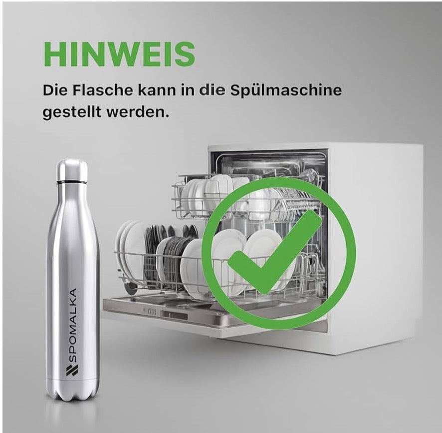 2er Set Edelstahl Trinkflasche 1L Thermoflasche Isoliert Auslaufsicher Silber