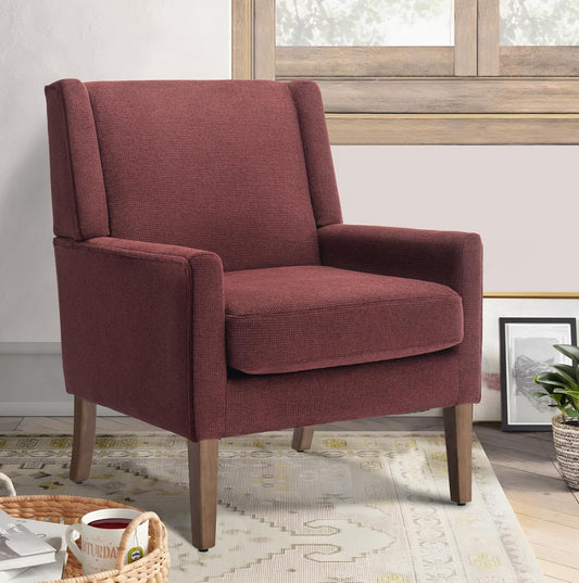 COLAMY Modern Wingback Sessel – Polstersessel mit Holzfüßen & Memory-Schaum – erhältlich in Rot, Blau & Beige