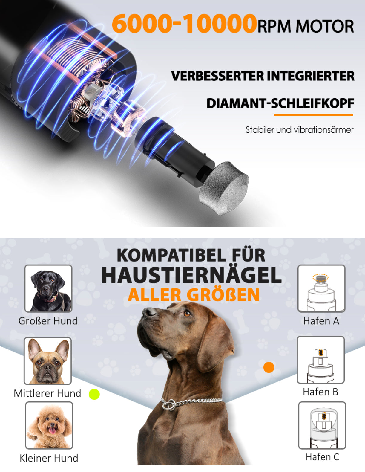 Ultra-Leiser Profi Krallenschleifer für Hunde & Katzen – MC-05, 3 Geschwindigkeiten, LED-Display, Wiederaufladbar
