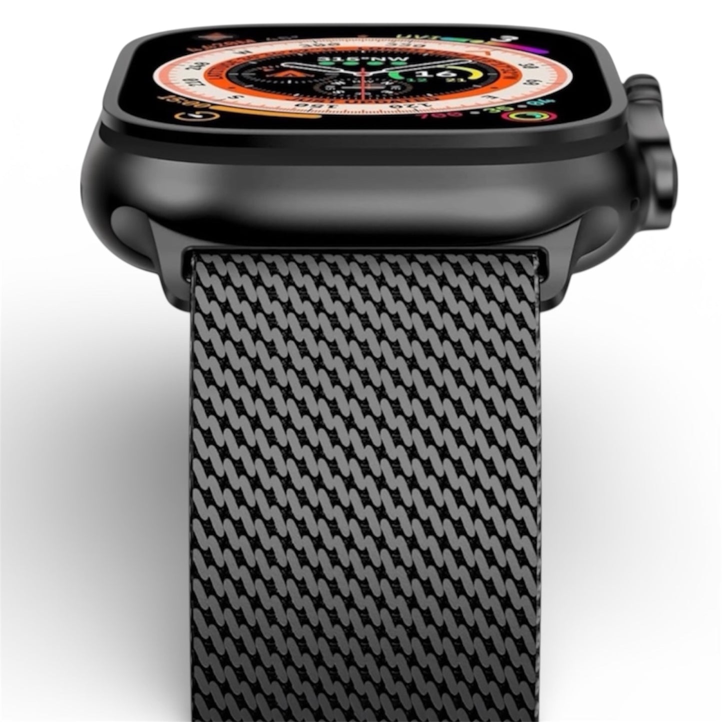 Apple Milanese Titan Milano Armband + Elastischer Titan Ring Unisex Set