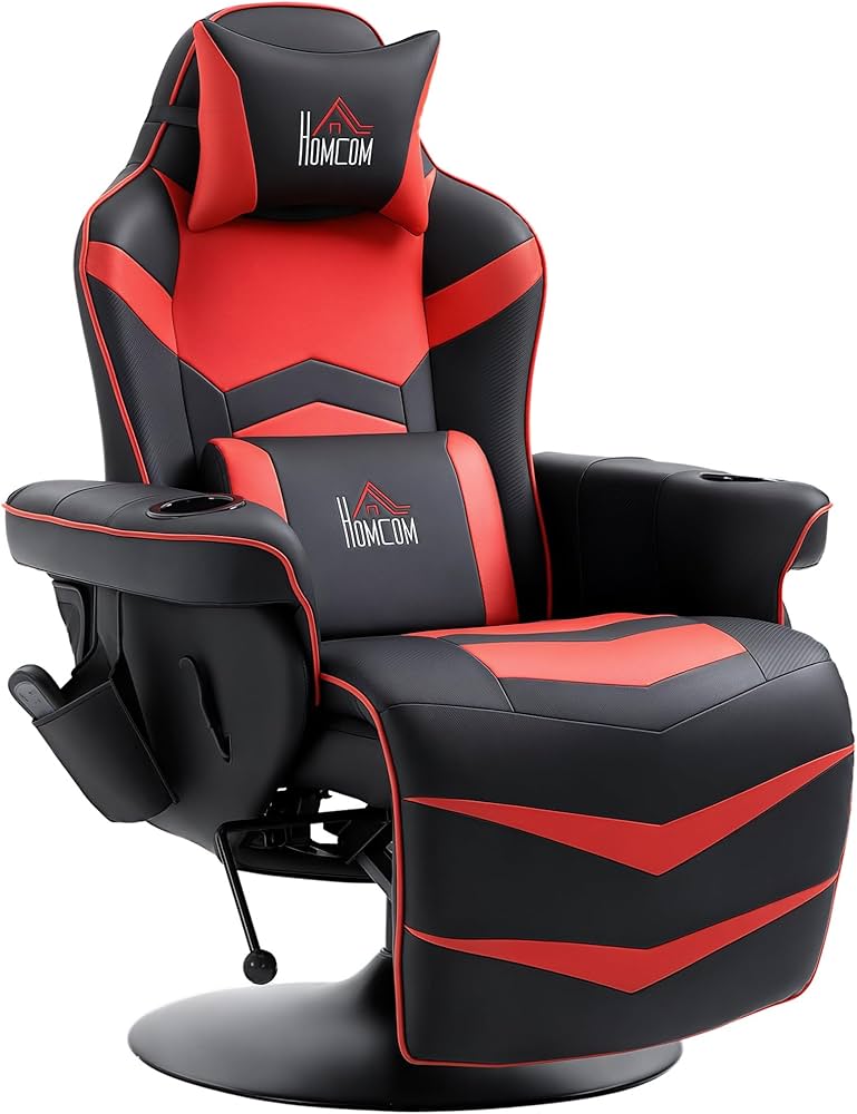 Gaming Massagesessel mit Fußstütze, 150° Lehne, Grau , Rot ,