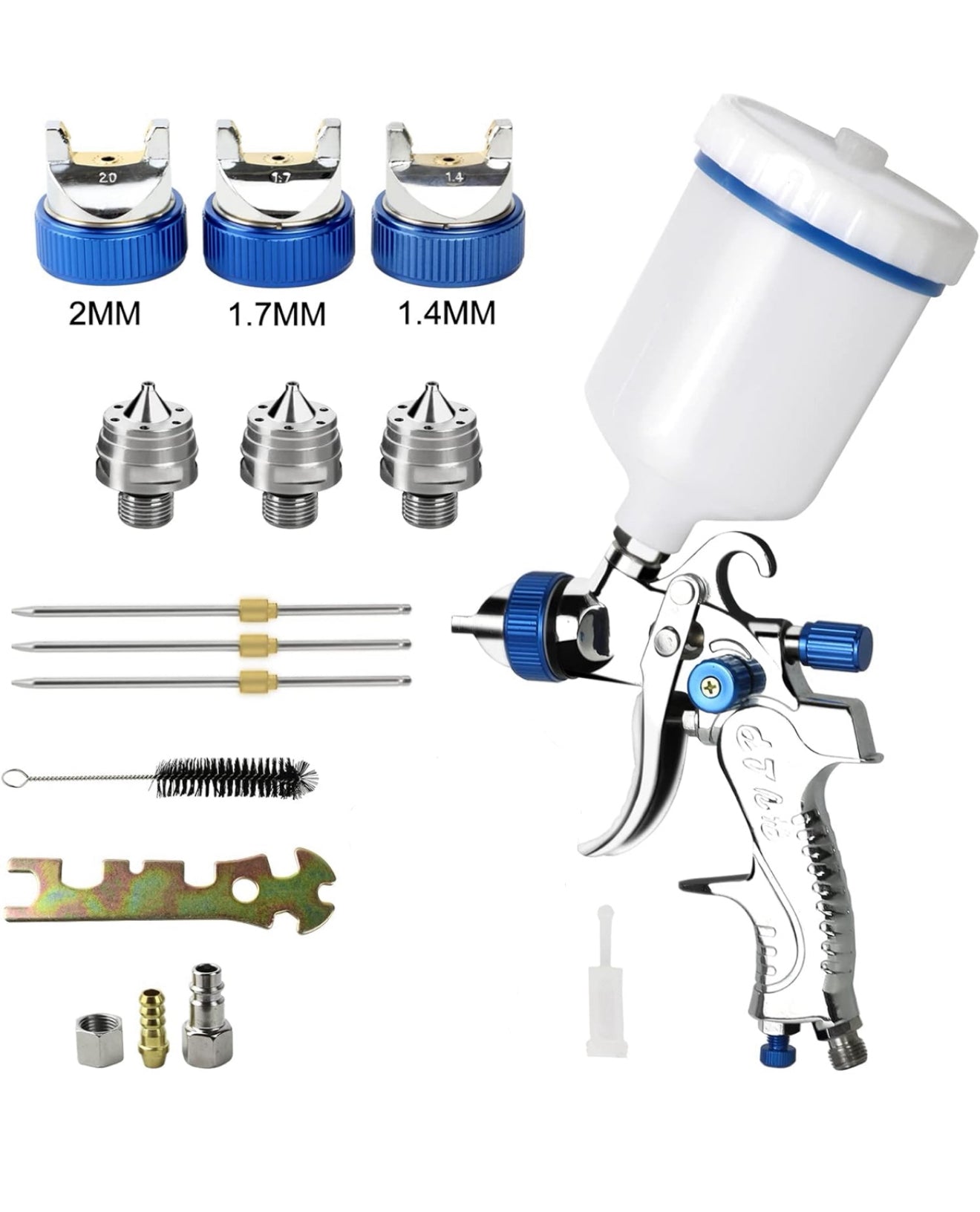 HVLP Lackierpistole 3 Düsen 1,4/1,7/2,0 mm Spritzpistole Grün/Blau