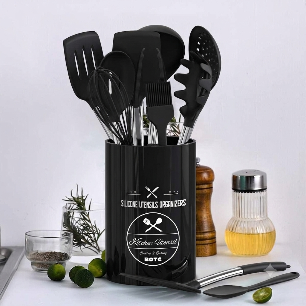 Umite Chef 15-teiliges Silikon Küchenhelfer Set Kochutensilien Schwarz
