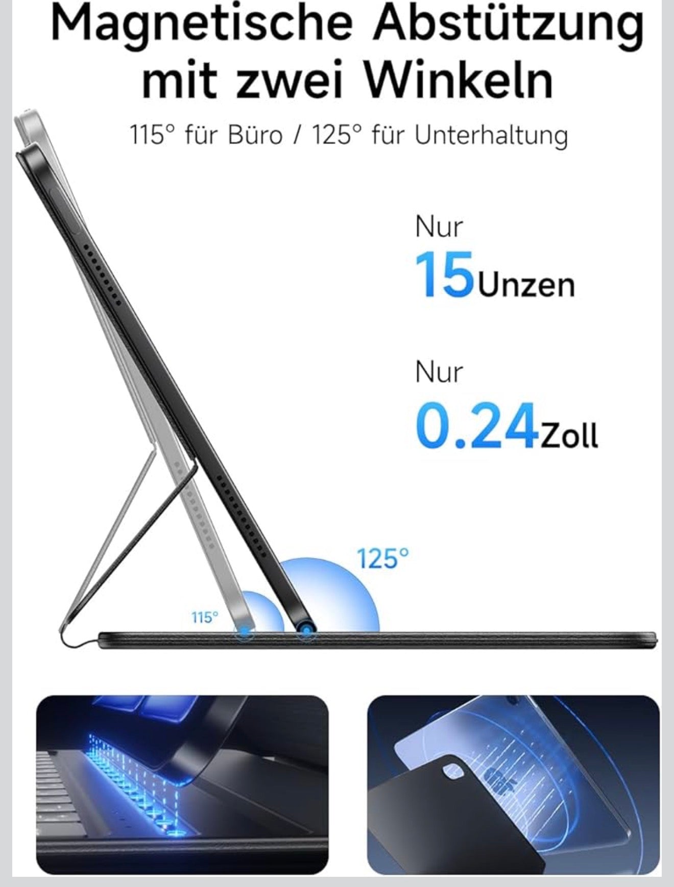 HOU FY-10 Bluetooth Tastatur iPad 10./11. Gen QWERTZ Magnetisch Hülle