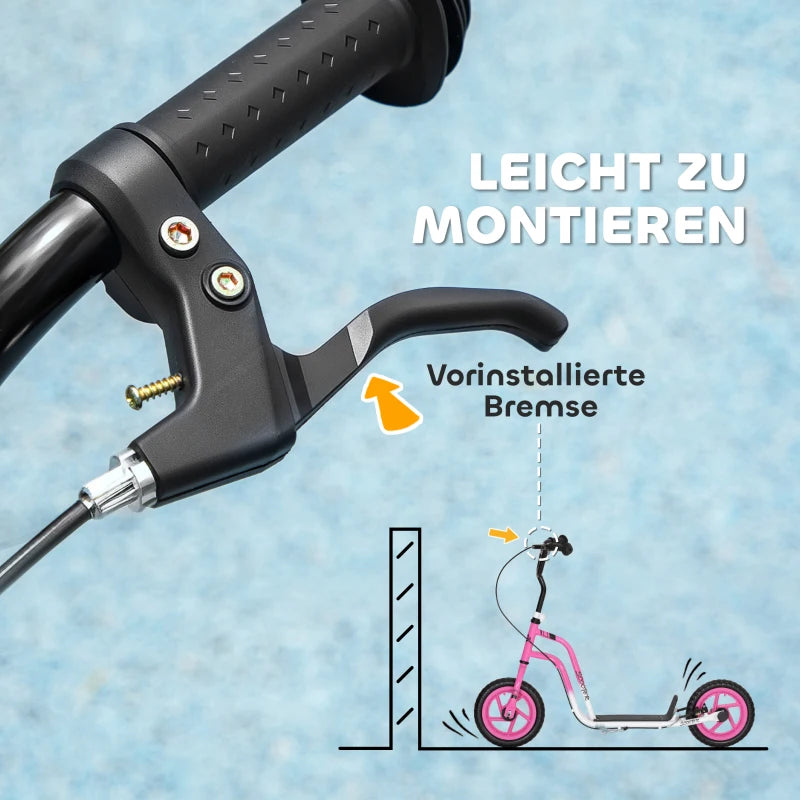 Kinderroller höhenverstellbar 5–12J, 12” Räder, Handbremse, Ständer