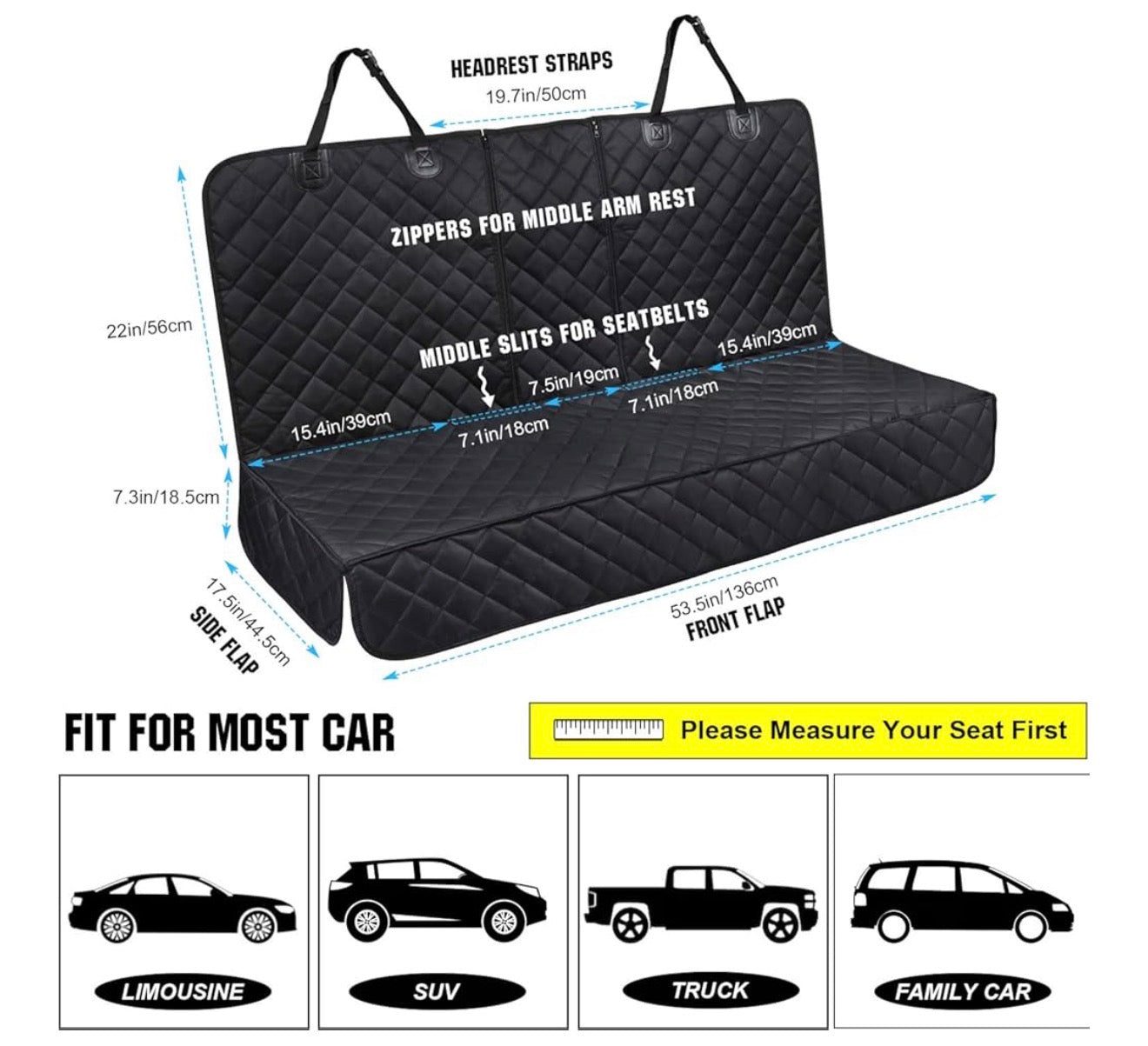 Hundedecke Auto Rücksitz 137x119cm Wasserdicht Kratzschutz Universal SUV PKW