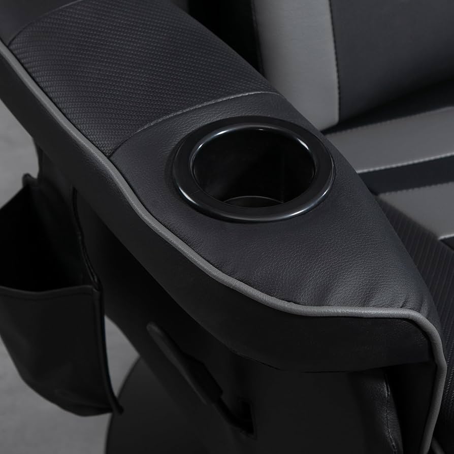 Gaming Massagesessel mit Fußstütze, 150° Lehne, Grau , Rot ,