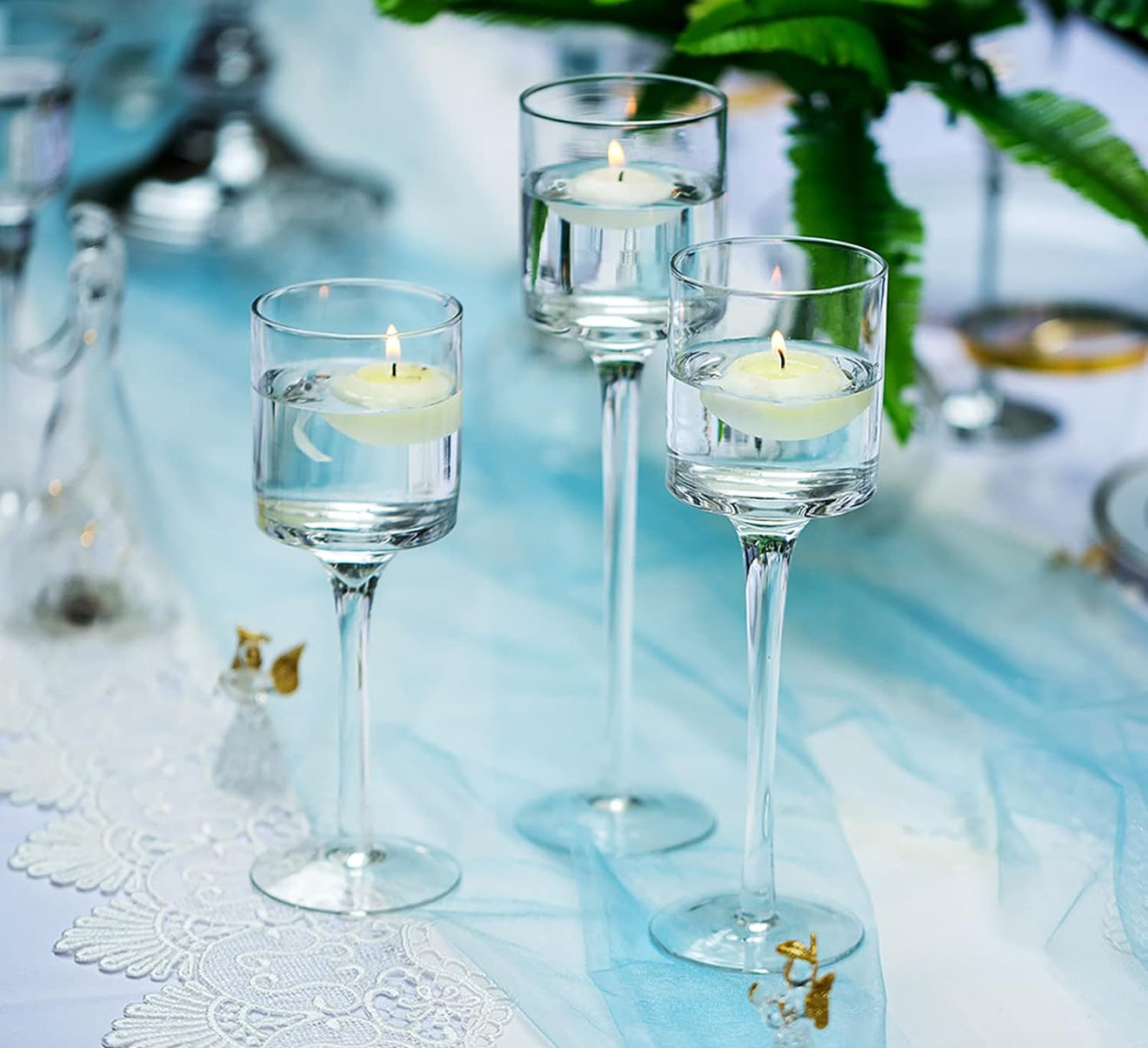6-teiliges Glas-Teelicht & Schwimmkerzen-Set – Elegant für Tisch & Wohnraum