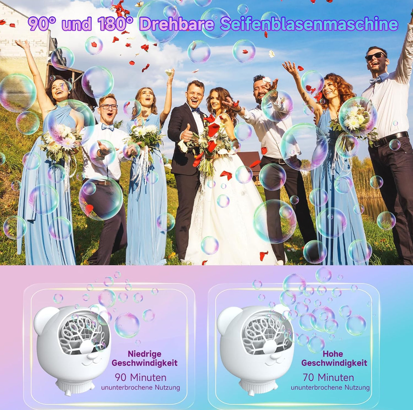 Professionelle Automatische Seifenblasenmaschine – 38.000 Blasen/Min, 500 ml Tank