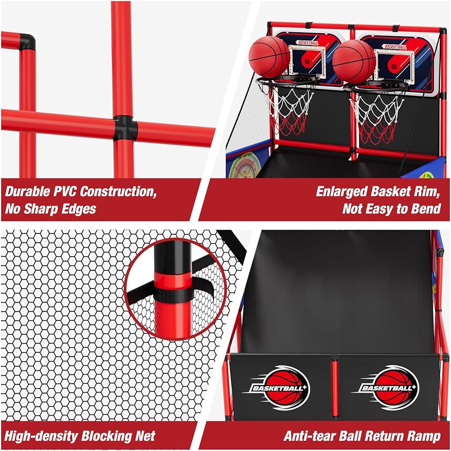 3in1 Kinder Basketball Arcade mit LED & Scoreboard – Indoor Outdoor, höhenverstellbar