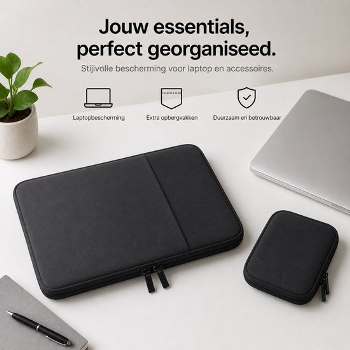 15,6 Zoll Laptop Tasche Notebook Hülle mit Zubehör Etui Wasserdicht Schwarz