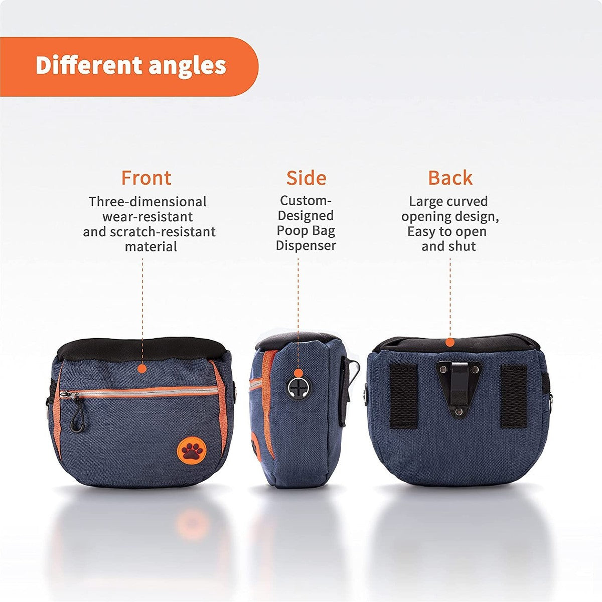 2x Hunde Leckerli Tasche Futterbeutel Kotbeutelspender Training Gassi Blau