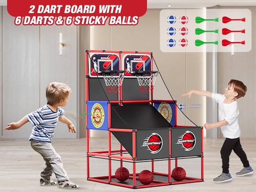 3in1 Kinder Basketball Arcade mit LED & Scoreboard – Indoor Outdoor, höhenverstellbar