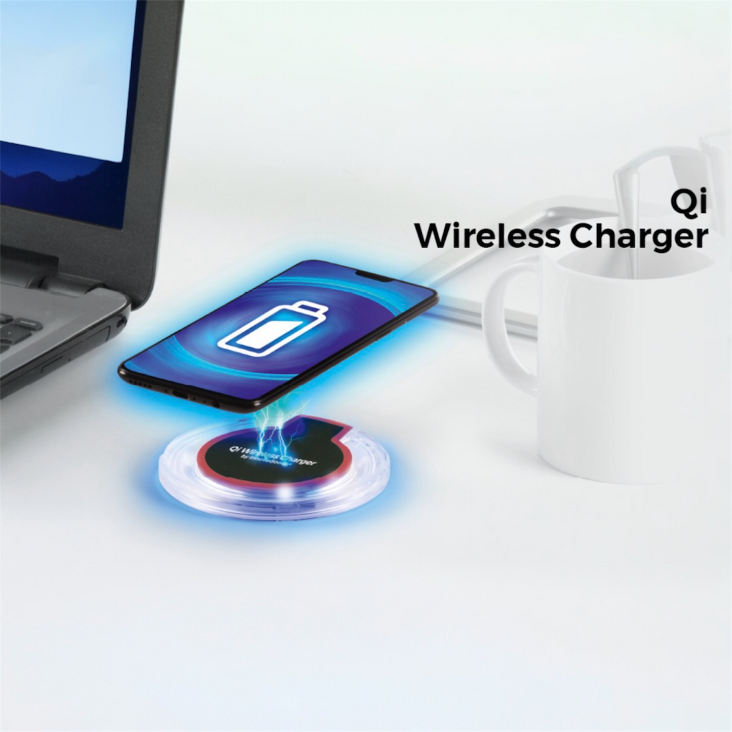 Wireless Qi Ladegerät LED Anzeige 10W Induktion iOS Android Schwarz