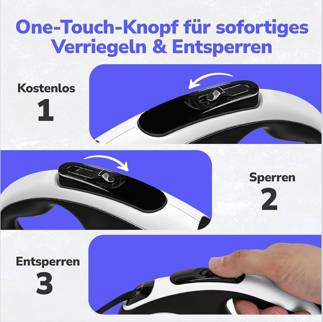 Hunde Rollleine 5m mit Kotbeutelhalter | Schnellbremse, rutschfest bis 30kg