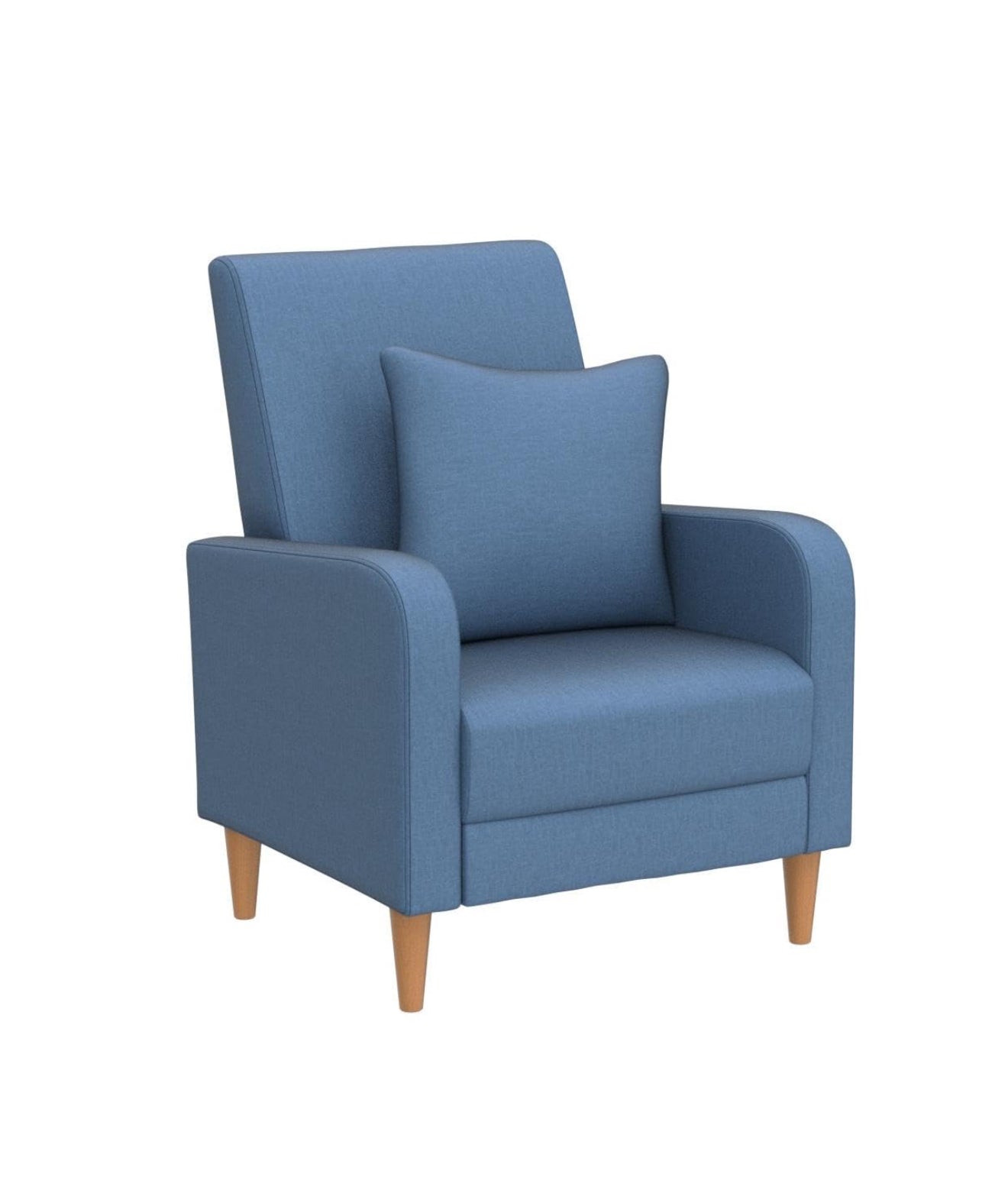 Moderner Akzentstuhl in Beige, Blau, F Blau & Hellgrau – Ergonomisch gepolstert, mit Holzfüßen, hoher Rückenlehne & 150 kg Tragkraft