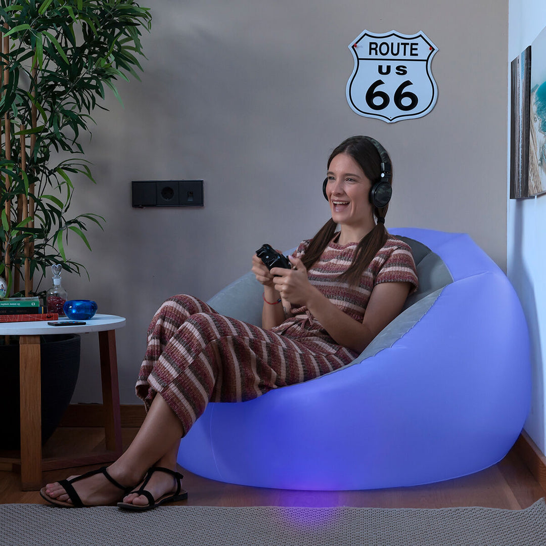 Aufblasbarer LED-Sessel + Schwimmender Pouf RGB Licht & Fernbedienung