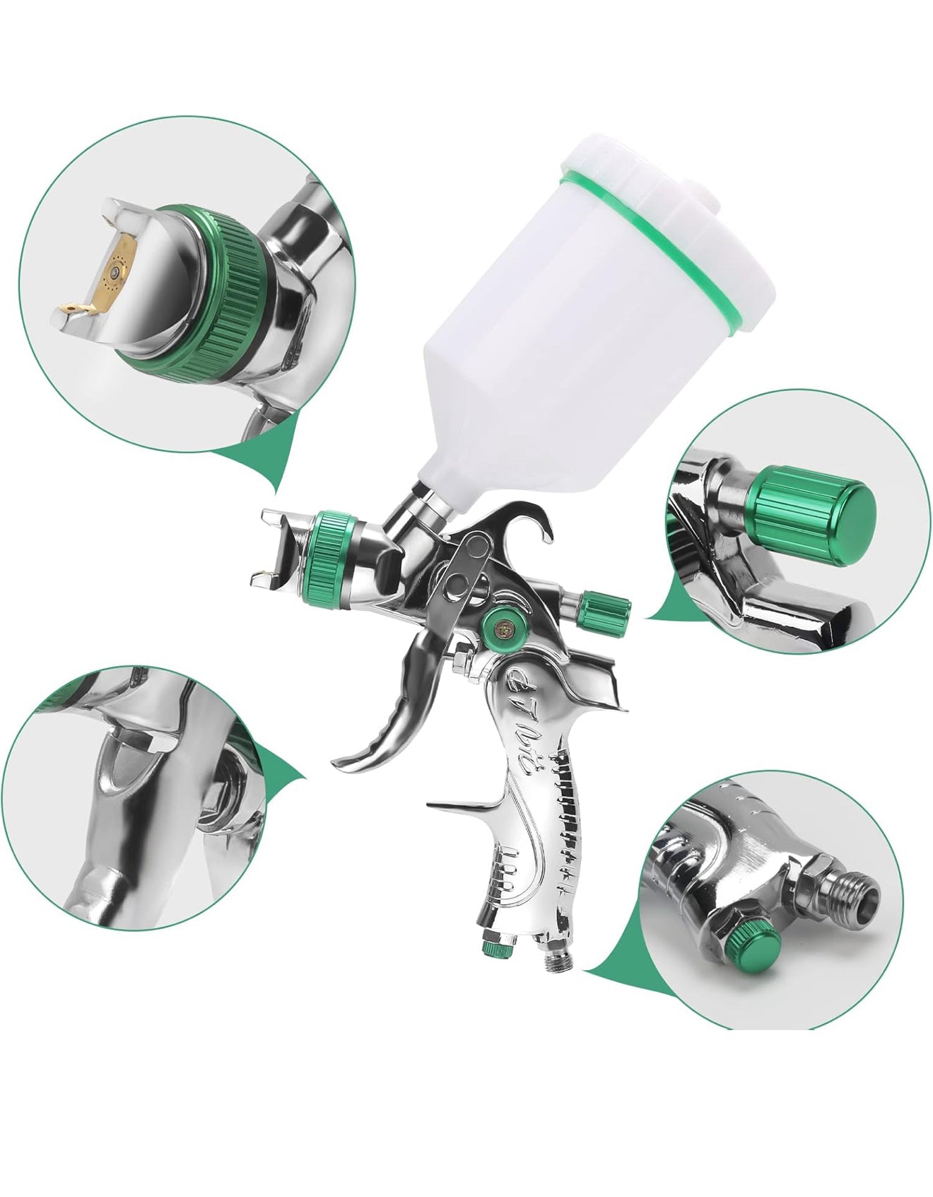 HVLP Lackierpistole 3 Düsen 1,4/1,7/2,0 mm Spritzpistole Grün/Blau