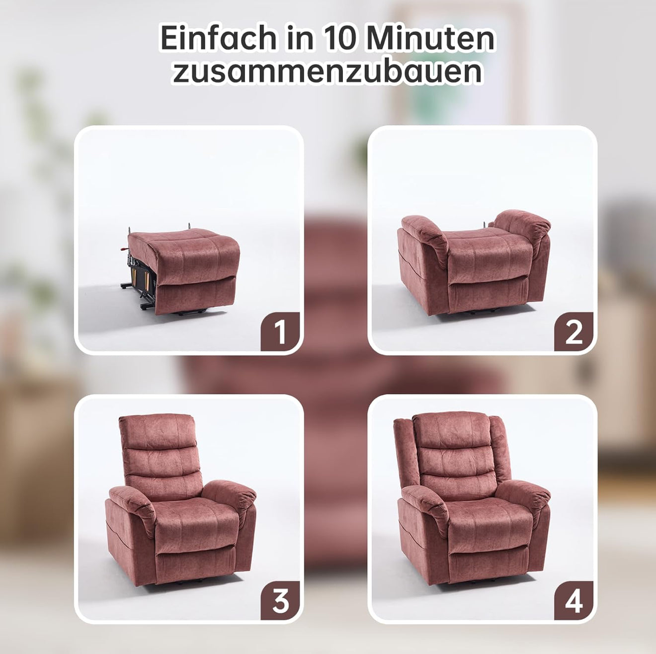 Elektrischer Relax- & Massagesessel mit 2 Motoren, Aufstehhilfe, Massage- & Heizfunktion – Komfort auf Knopfdruck