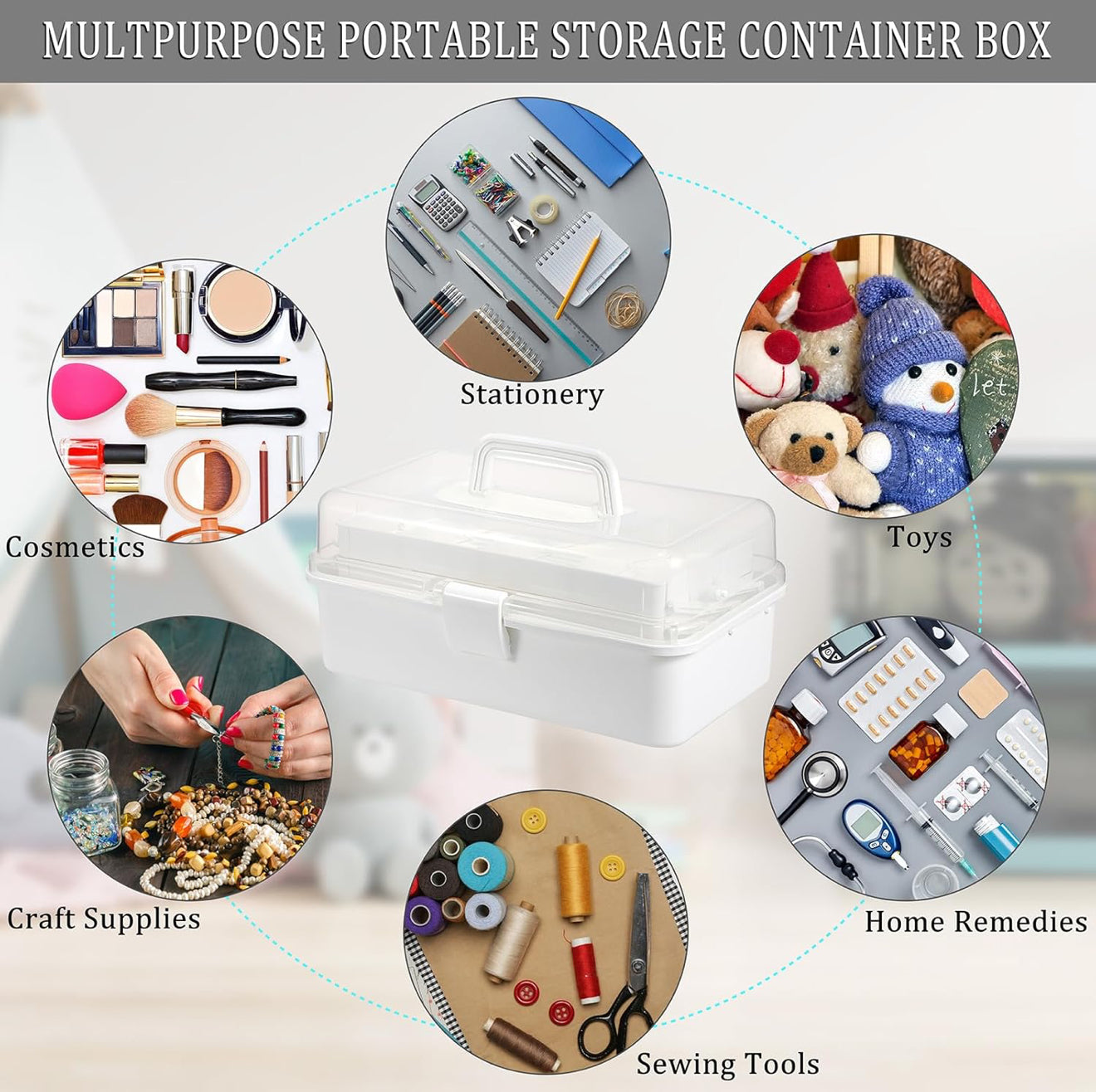 3-stufige multifunktionale Aufbewahrungsbox – Kosmetik 💄, Nähbedarf ✂️, Stifte ✏️ Weiß