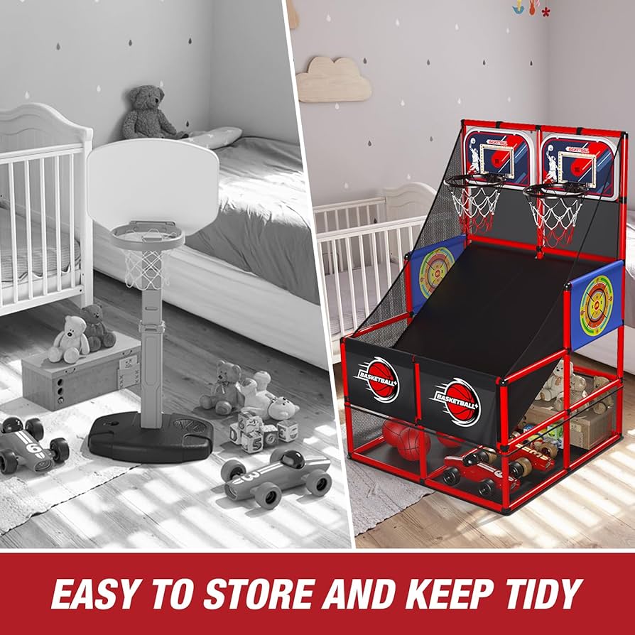 3in1 Kinder Basketball Arcade mit LED & Scoreboard – Indoor Outdoor, höhenverstellbar