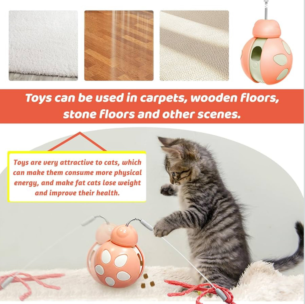 Interaktives Katzenspielzeug Tumbler Futterspender Snackball & Federstab Healife