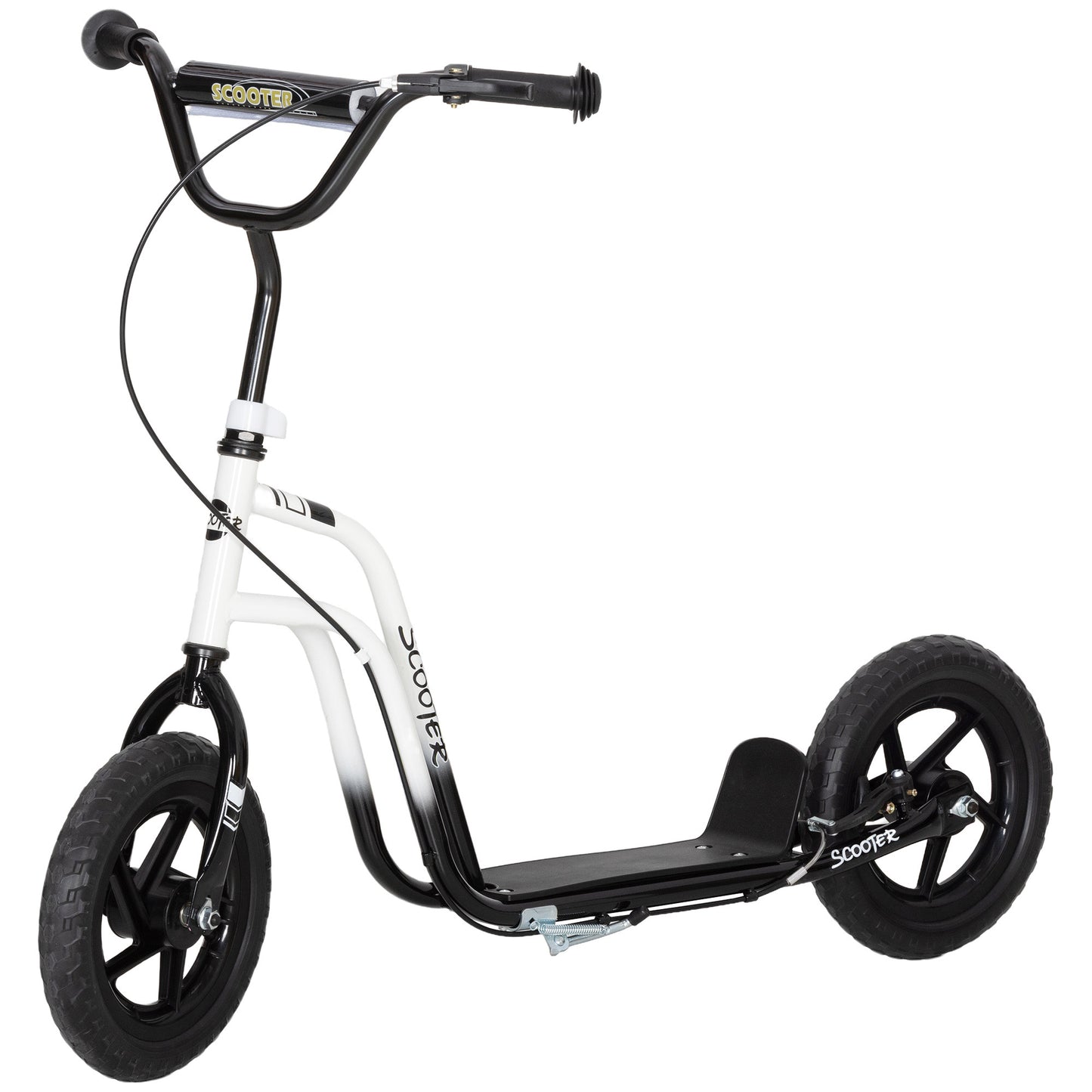Kinderroller höhenverstellbar 5–12J, 12” Räder, Handbremse, Ständer