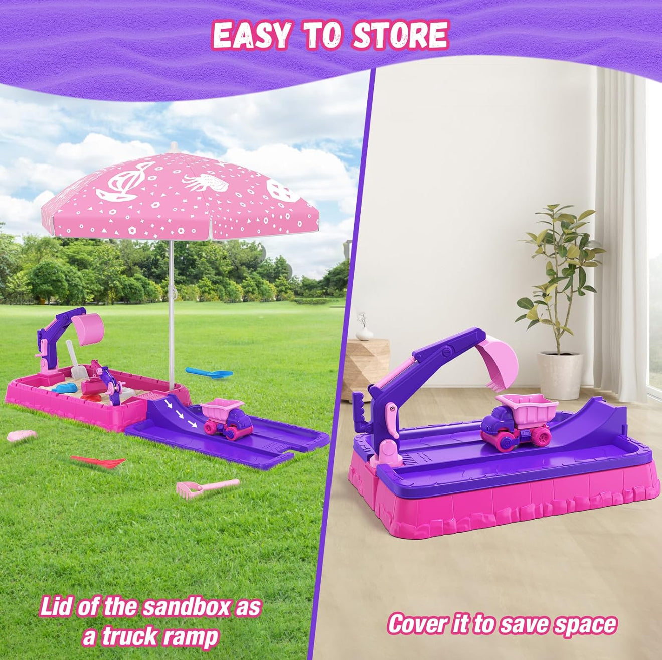 Kinder Sandspielset mit Abdeckung & Sonnenschirm – Spielset 3–5 Jahre