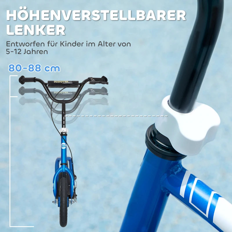 Kinderroller höhenverstellbar 5–12J, 12” Räder, Handbremse, Ständer